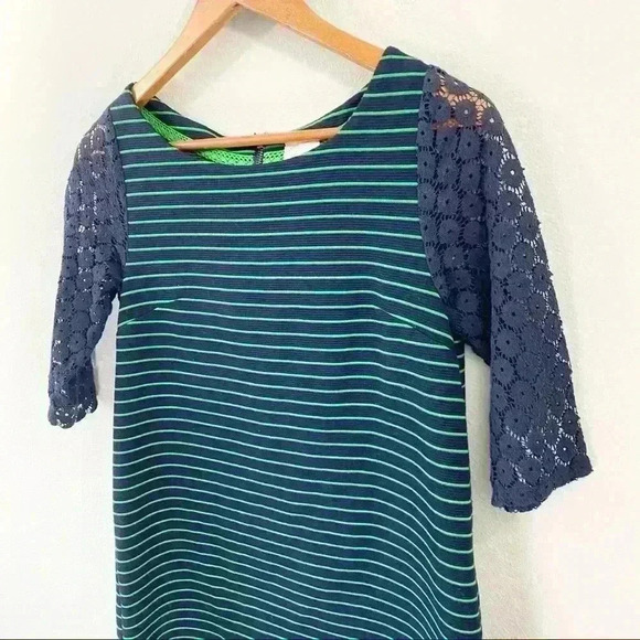 Anthropologie 9-H15 STCL navy and green tunic - Picture 2 of 5